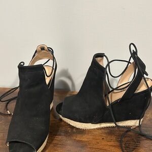 Call It Spring Black Wedge Sandals